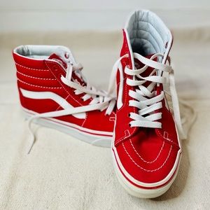 Vans Red Sk8-HI Lace Up Sneakers Size 6.5